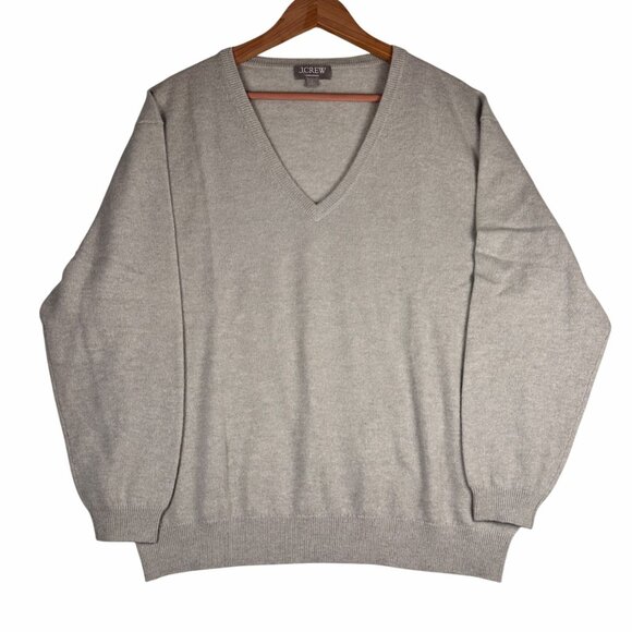 NWOT J.Crew Cashmere V-neck Oversized Sweater Size S Heather Fog Pullover BA394 - Picture 3 of 9
